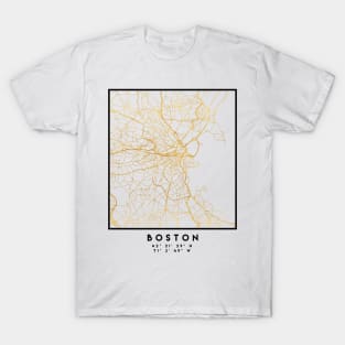 BOSTON MASSACHUSETTS CITY STREET MAP ART T-Shirt